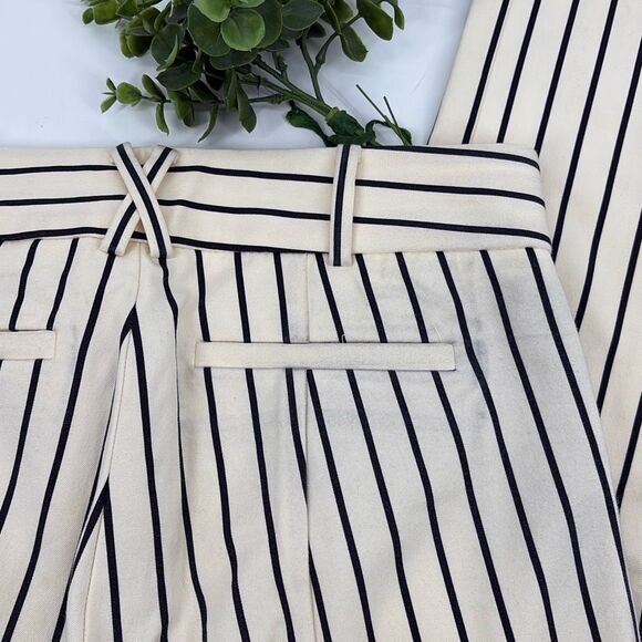 Anthropologie Essential Slim Pinstriped Pants‎ Mid -Rise Cream Navy size 0 - Picture 9 of 16